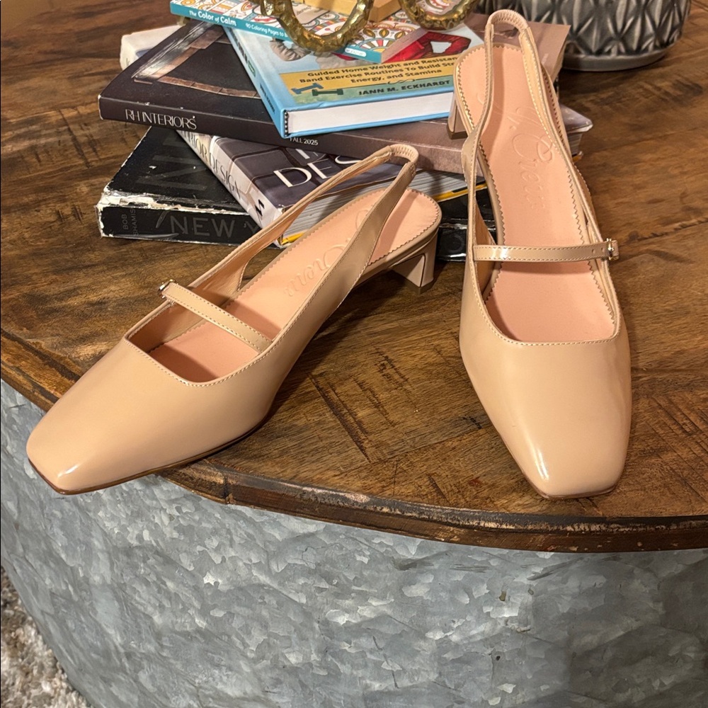 J Crew NEW Layla slingback Mary Jane heels in spazzolato leather size 9 1/2